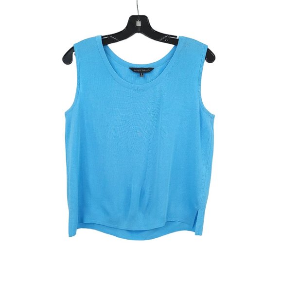 Ming Wang Twin Set Cardigan Tank Top READ Womens Size S Blue Full Zip Sweater - Picture 12 of 16